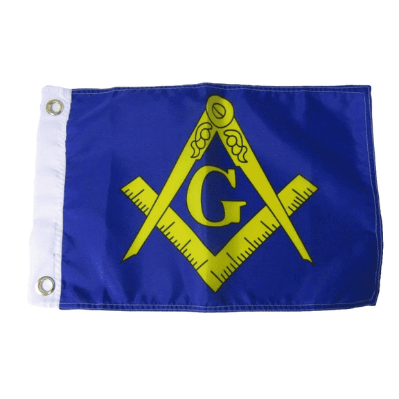12"x18" Masonic Lodge Flag - Blue & Gold, Nylon-Polyester Blend