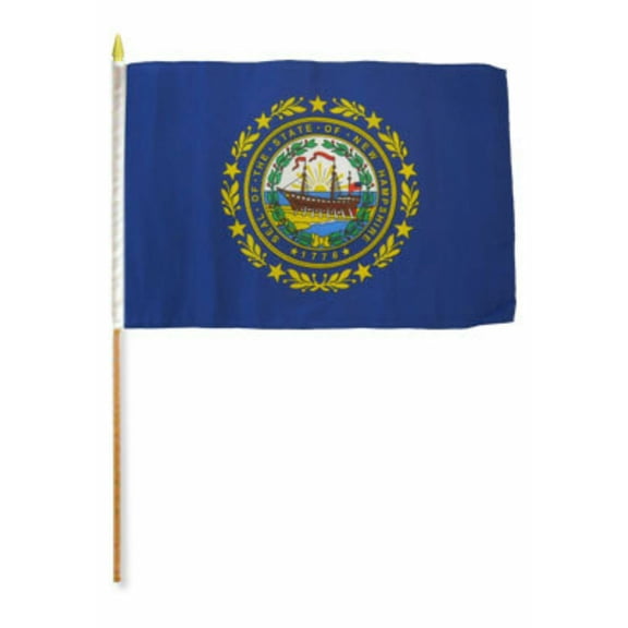 12"x18" State of New Hampshire Stick Flag wood Staff