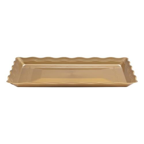 12"x18" Wave Gold Rectangle Tray - Large Disposable Serving Tray for Parties Catering Events Snacks Appetizers Dips Portion Control Food Presentation Party Tableware (2)