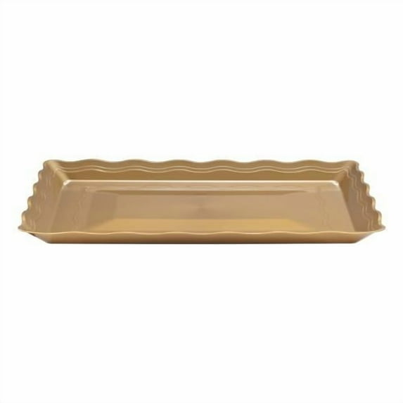 12"x18" Wave Gold Rectangle Tray - Large Disposable Serving Tray for Parties Catering Events Snacks Appetizers Dips Portion Control Food Presentation Party Tableware (6)
