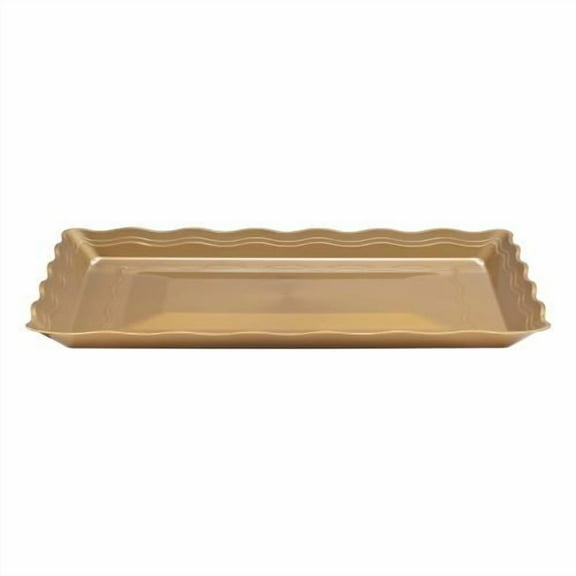 12"x18" Wave Gold Rectangle Tray - Large Disposable Serving Tray for Parties Catering Events Snacks Appetizers Dips Portion Control Food Presentation Party Tableware (1)