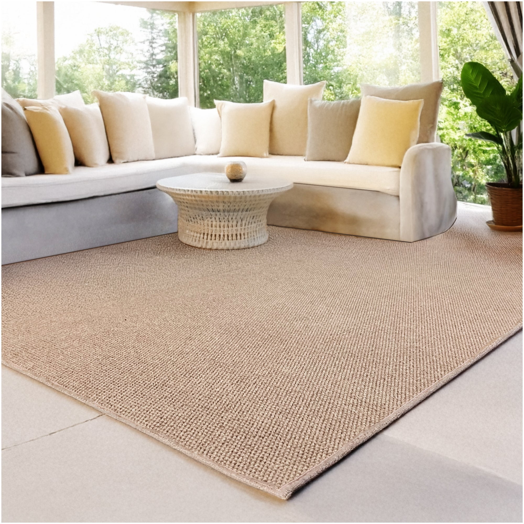 12'x20' Soft Indoor/Outdoor Hobnail Style Area Rugs. Lightweight and Flexible for Easy Cleaning and Transport (Color: Taupe)