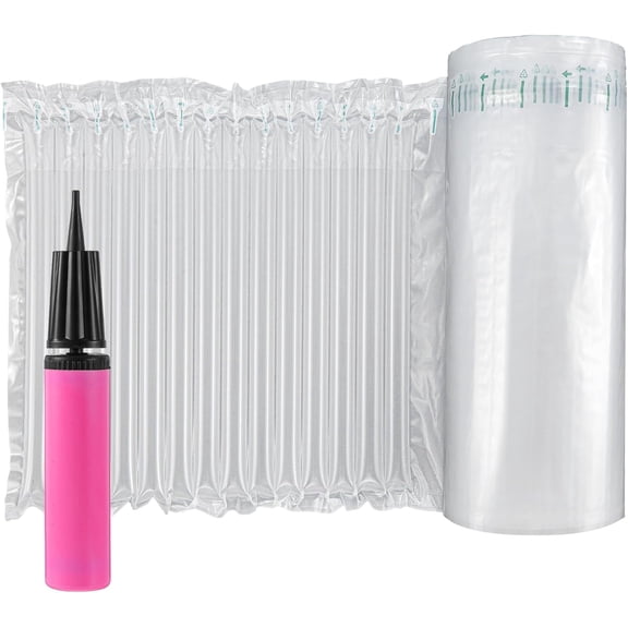 12"x328' Large Bubble Cushioning Wrap for Packing, Inflatable Air Pillows for Shipping & Moving Bottle Travel Protector Bags Heavy Duty Space Saving Box Filler Shipping Supplies with Pump, 55um