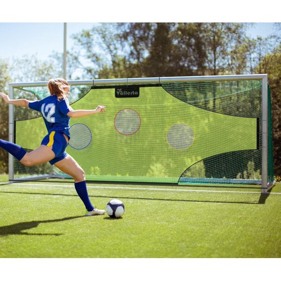 12'x6' Ft Skill-Shot Professional Soccer Shooting Practice Target Net & Rebounder. 7 Zone, Colored Fluorescent Goal Shot Scoring & Training Aid. Soccer Frame Not Included.(12x6 Ft.)