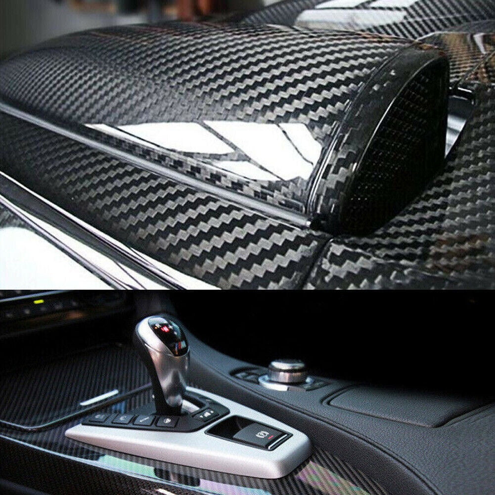 12"x60" Carbon Fiber 5D Premium High Gloss Glossy Vinyl Wrap Black For ...