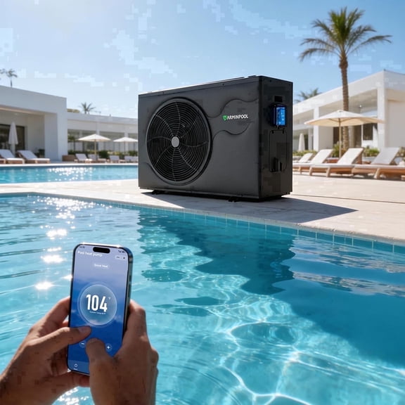 120,000 BTU Smart Swimming Pool Heat Pump, Inverter Electric Pool Heater for 33,000 Gallons Above Ground & Inground Pools, App-Controlled Heating & Cooling, 220–240V
