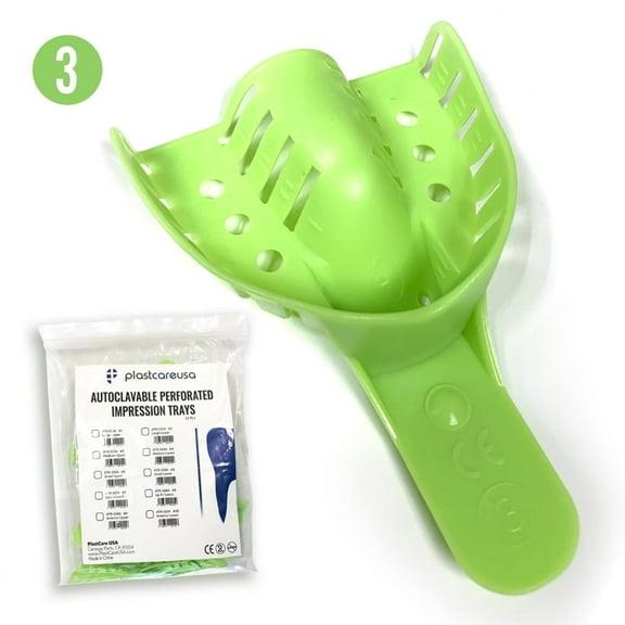 120 (10 Bags of 12) Autoclavable Dental Impression Trays Medium Upper (# 3)