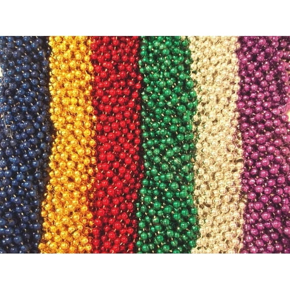 120 (10 Dozen) Mardi Gras Beads Carnival Parade Necklaces Lot Party Favors
