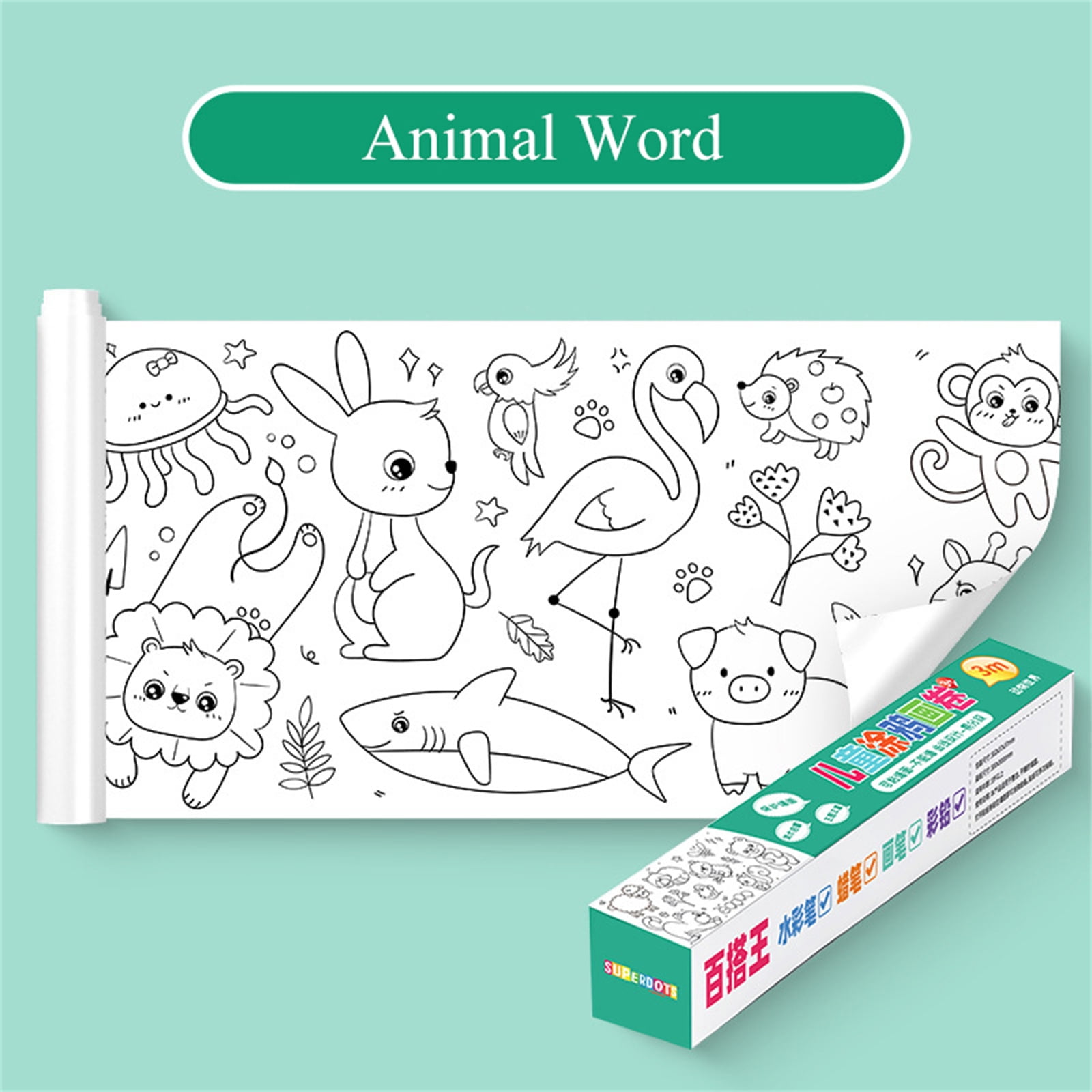 Childrens Drawing Roll, 2 Pcs Drawing Paper for Kids,Drawing Paper Roll DIY  Painting Drawing Color Filling Paper,Early Educational Drawing Book for