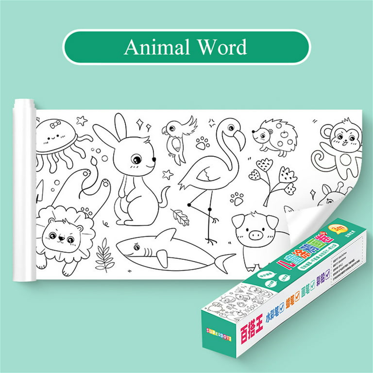 Children's Drawing Roll，2023 New Coloring Paper Roll for Kids,120 * 11.8  Inches DIY Painting Drawing Paper Roll, Sticky Drawing Paper Roll, Early