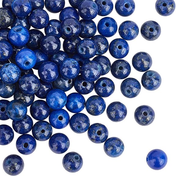 About 120~128pcs 6mm Natural Lazuli Beads Dyed Blue Rock Bead Strands Round Loose Gemstone Beads Energy Stone for Bracelet Necklace Jewelry Making