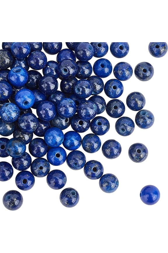 About 120~128pcs 6mm Natural Lazuli Beads Dyed Blue Rock Bead Strands Round Loose Gemstone Beads Energy Stone for Bracelet Necklace Jewelry Making