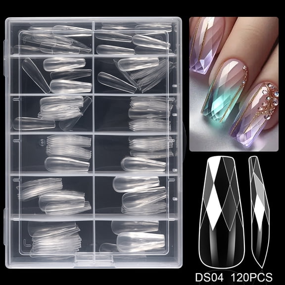 120/140pcs Transparent Coffin Nails False Nails Manicure Accesories Acrylic Press On Tips for Easy Nails Extensions