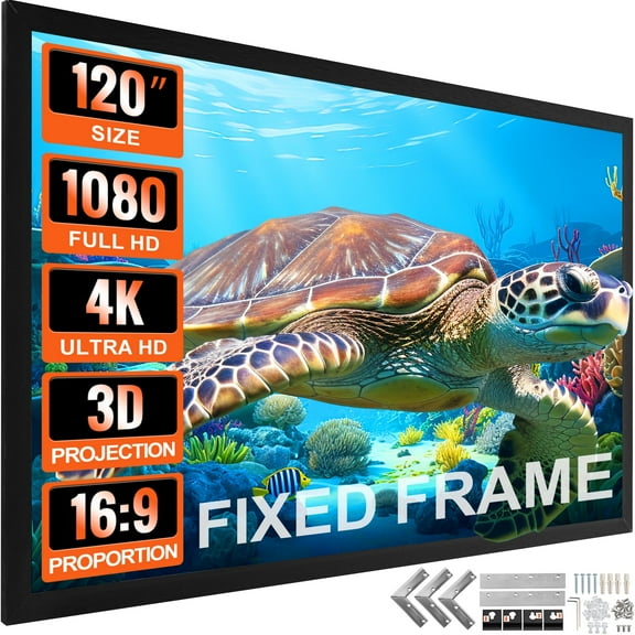 VEVOR 120" 16:9 Projector Screen Fixed Frame 4K HDTV Movie Theater 3D