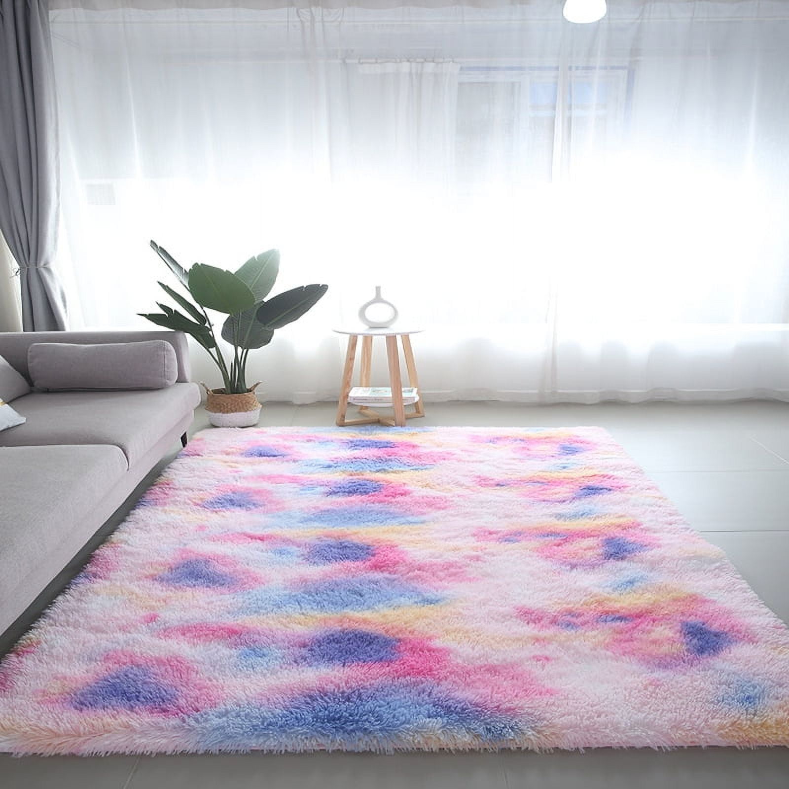 120*200cm Fluffy Shaggy Area Rugs TieDye Floor Carpet for Living Room