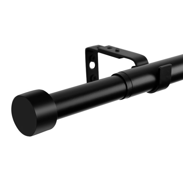 "Black Finish Heavy Duty Curtain Rods, 120""240"" Adjustable Set, 1