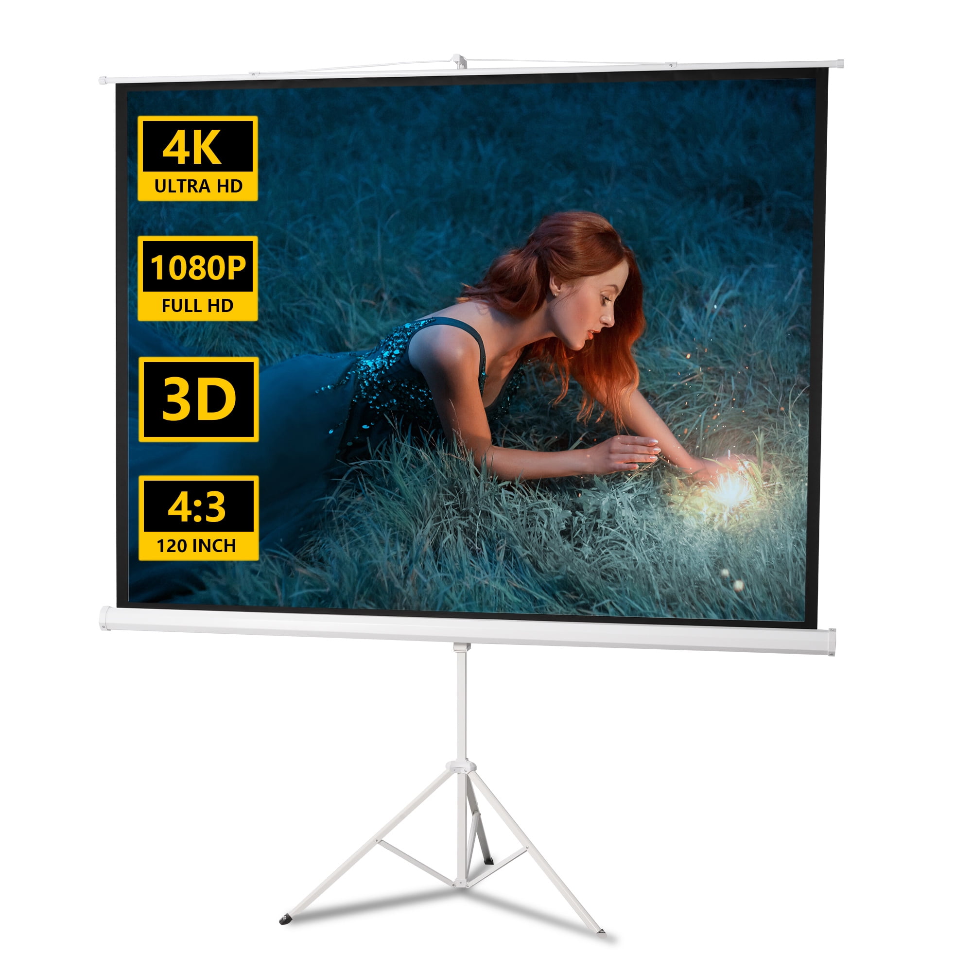 120" 43 Portable Projector Screen with Stand, 1.2 High Gain Wrinkle
