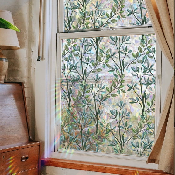 Window Privacy Film, Rainbow Window Clings, 3D Decorative Window Vinyl, Stained Glass Window Decals, Static Cling Window Sticker Non-Adhesive A1-39.4*15.7"