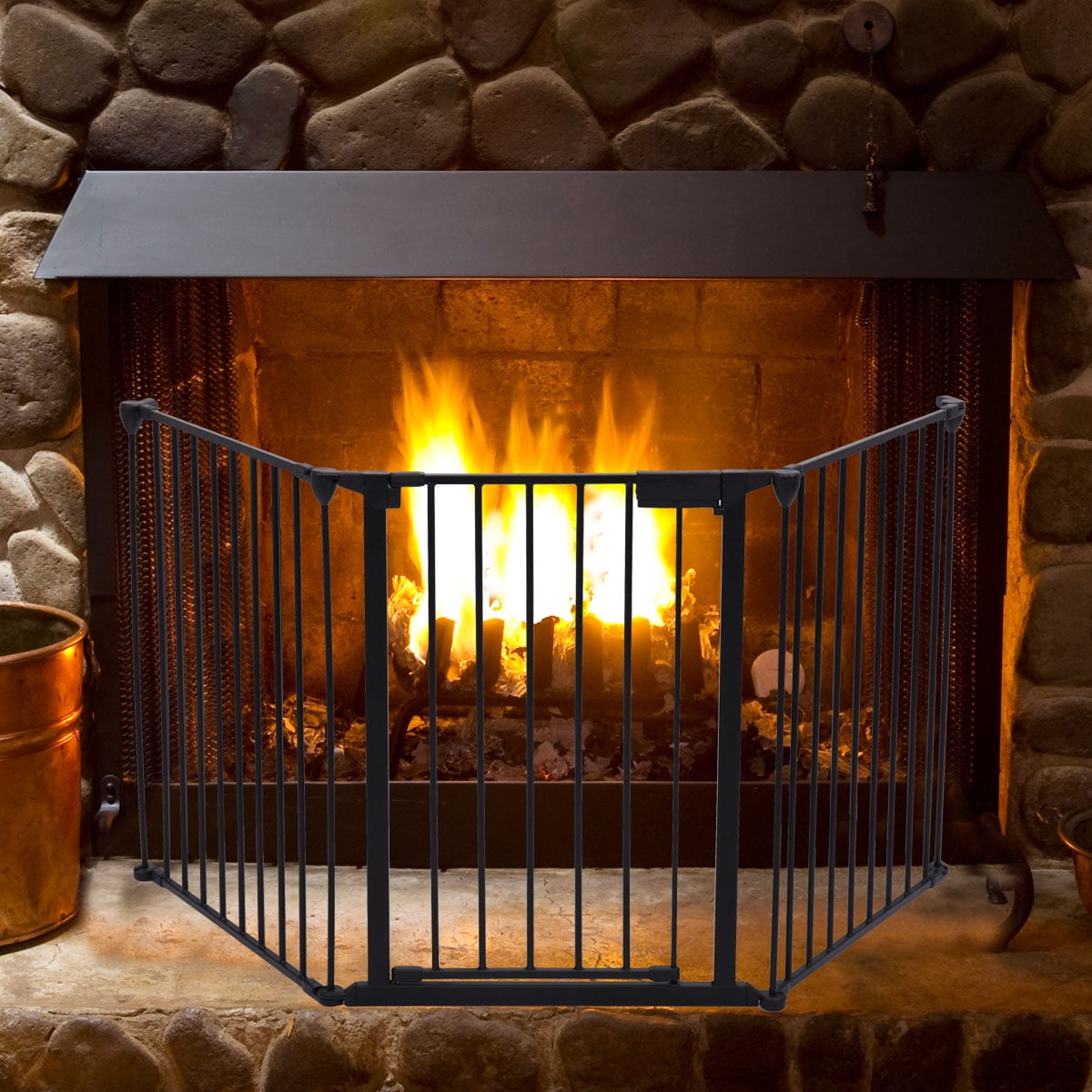 120" 5-Panel Metal Play Yard, Adjustable Wide Baby Gate, Fireplace Safety Fence Gate for Toddler, Pet, Black 120" 5-Panel Metal Play Yard, Adjustable Wide Baby Gate, Fireplace Safety Fence Gate for Toddler, Pet, Black
