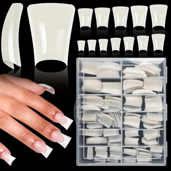 120/504pcs Short Curved Duck Nails Tips False Nails Extensions Manicur Nails Art for Quick and Easy Nails Enhancement