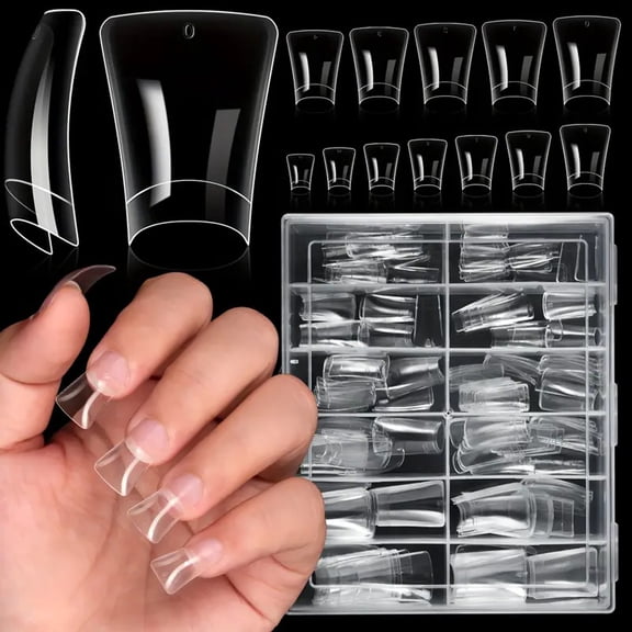 120/504pcs Short Curved Nails Tips False Nails Extensions Manicur Nails Art for Quick and Easy Nails Enhancement