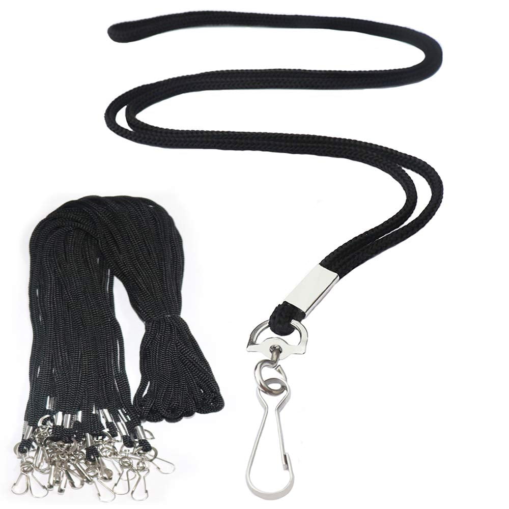 120 Black Lanyards Bulk Round 36" With Swivel J Hook For Id Name Badge Holder  Vip School Conference Festival And Hang Keys