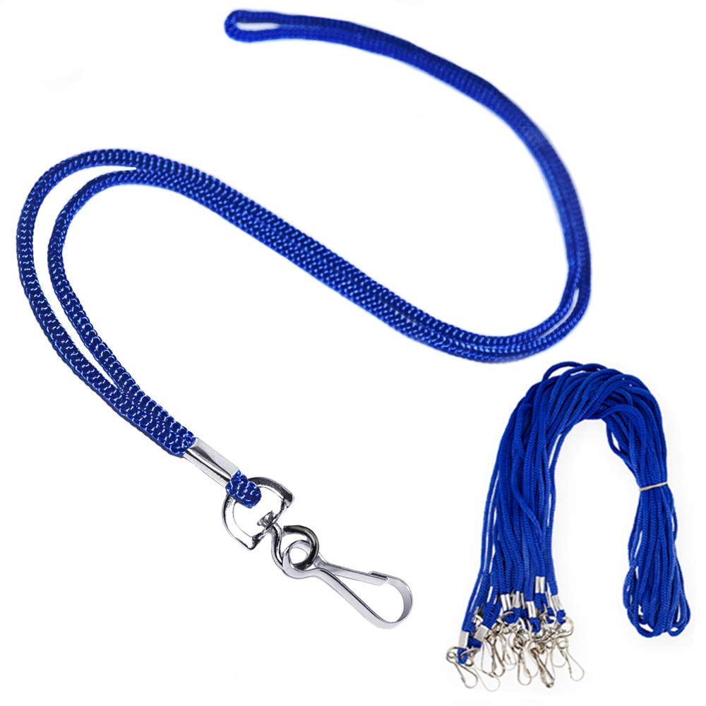 120 Blue Lanyards Bulk Round 36" With Swivel J Hook For Id Name Badge Holder  Vip School Conference Festival And Hang Keys