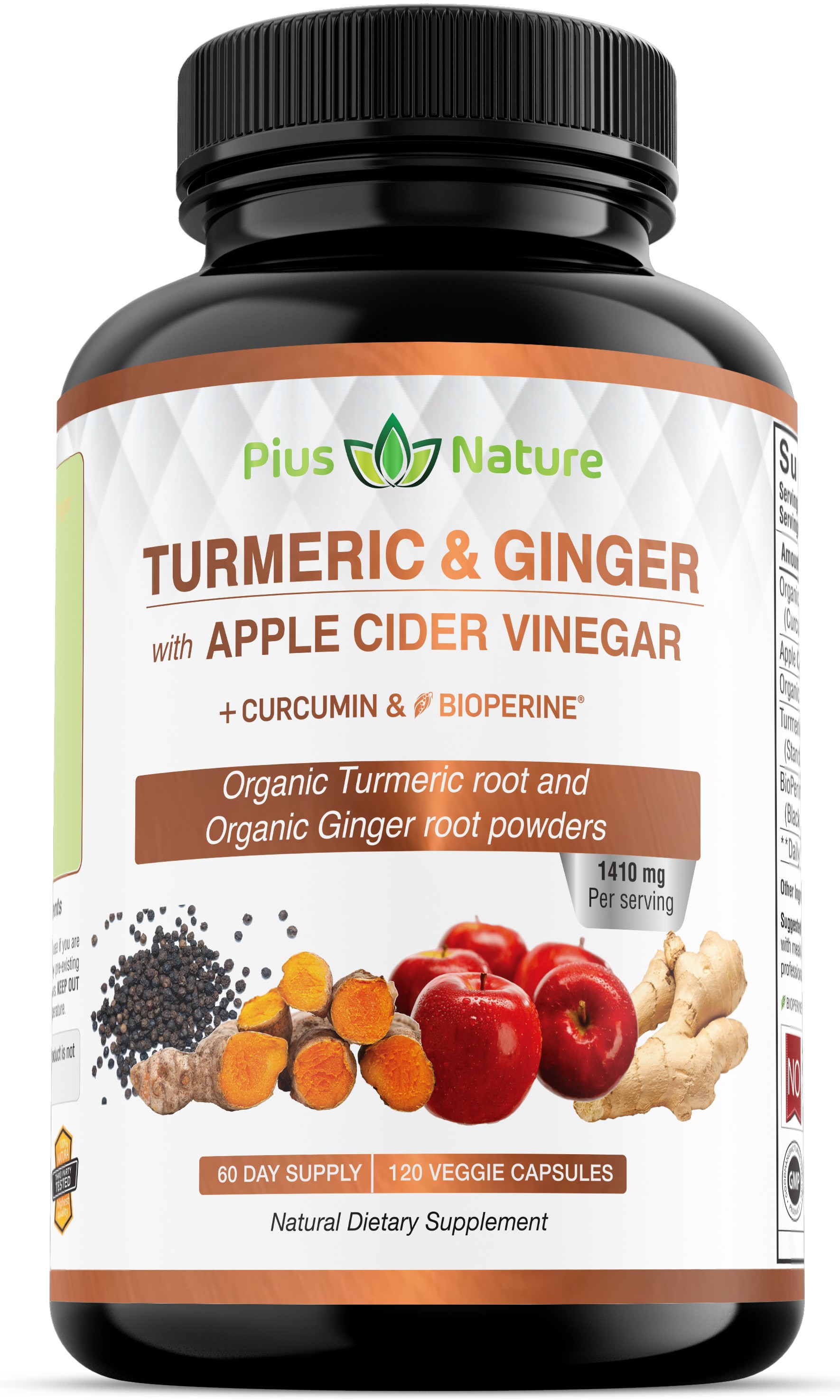 4in1 Turmeric and Ginger Supplement with Bioperine 2360 mg (120 ct