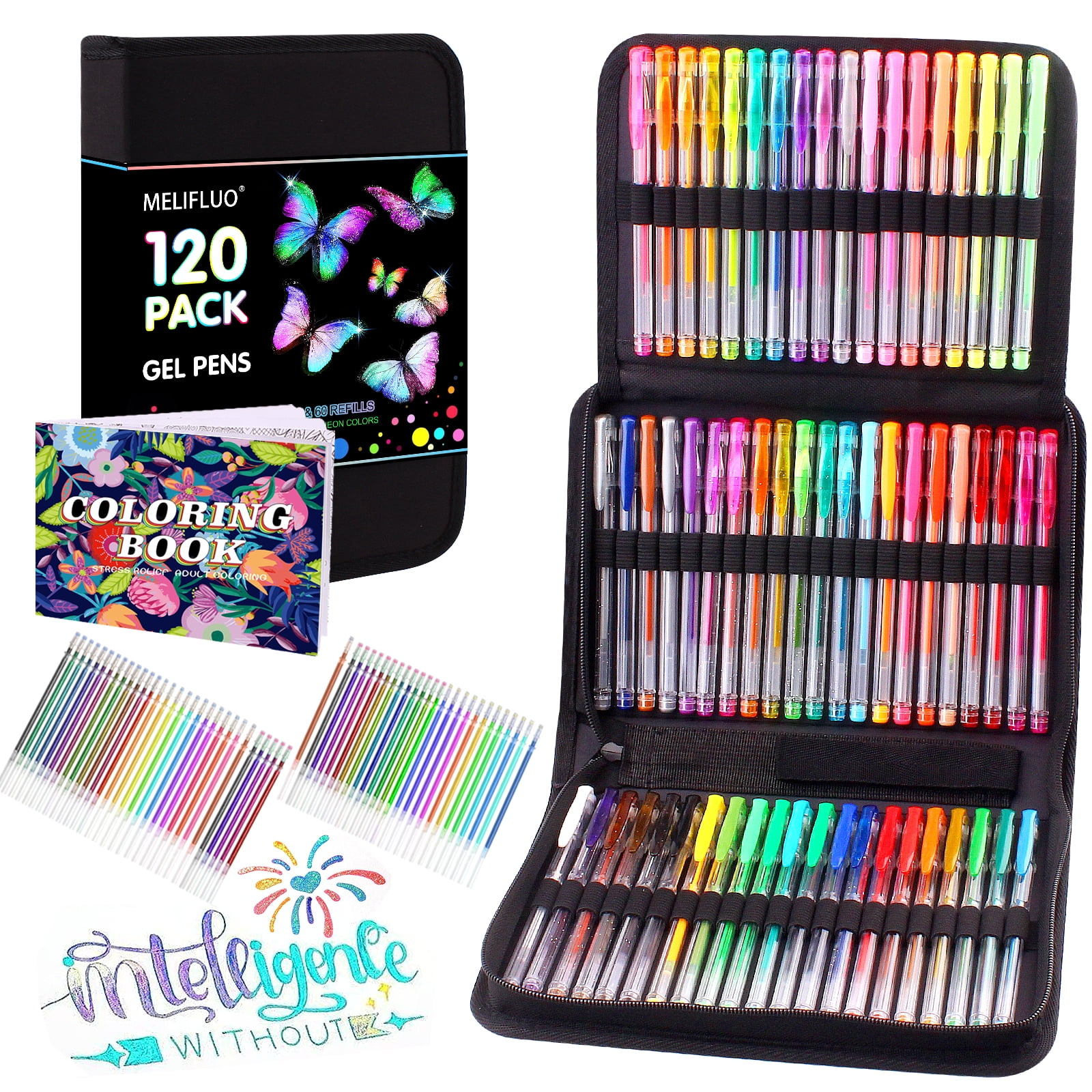 120 Pack Gel Pen Set 60 Colored Gel Pen with 60 Refills for Adults Coloring