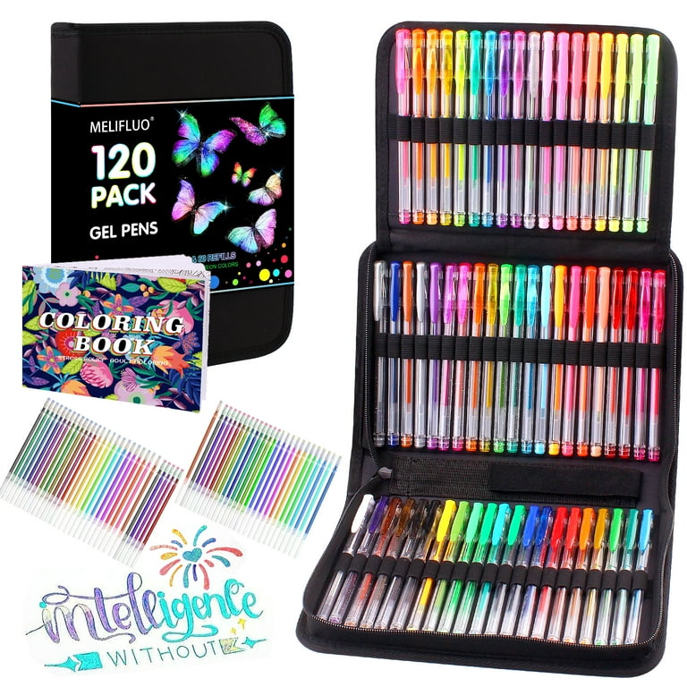 120 Pack Glitter Gel Pens Set, ZSCM 60 Colors Pens Include 48 Glitter Pens,  12Classic Pen With 60 Matching Color Refills, Canvas Bag For Adults