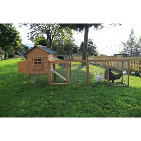 120'' Chicken Coop for 2-6 Chickens Outdoor Wooden Rabbit Hutch Hen Poultry Pet House with Chicken Run Cage, Egg Box & Waterproof Roof Garden Backyard