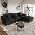 thumbnail image 1 of 120" Cloud Couch Sectional for Living Room, Down Filled Convertible L Shape Couch with Ottoman,Black, 1 of 8