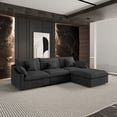 thumbnail image 1 of 120" Cloud Couch Sectional for Living Room, Down Filled Convertible L Shape Couch with Ottoman,Black, 1 of 15