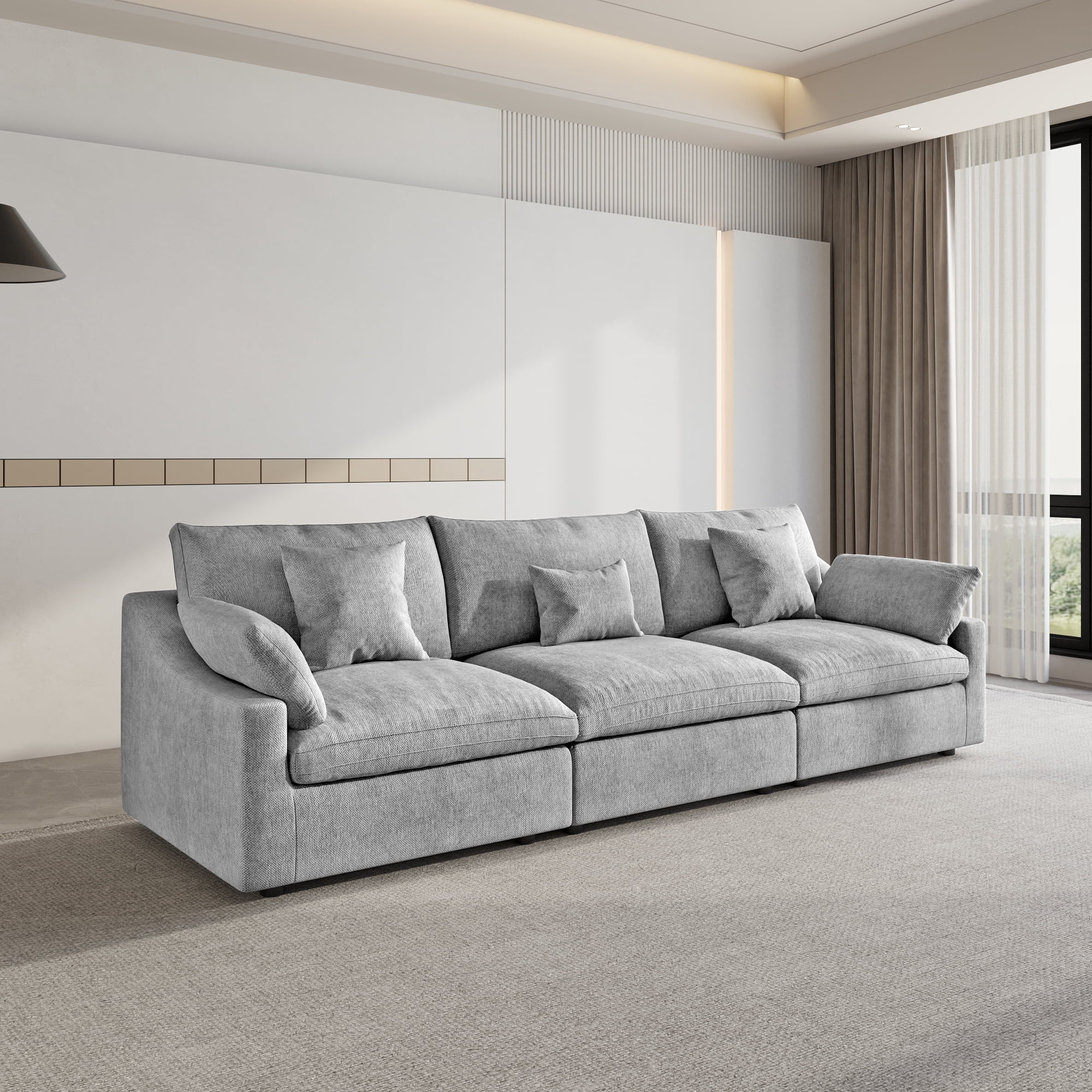 120" Cloud Couch Sectional for Living Room, Down Filled Modular ...