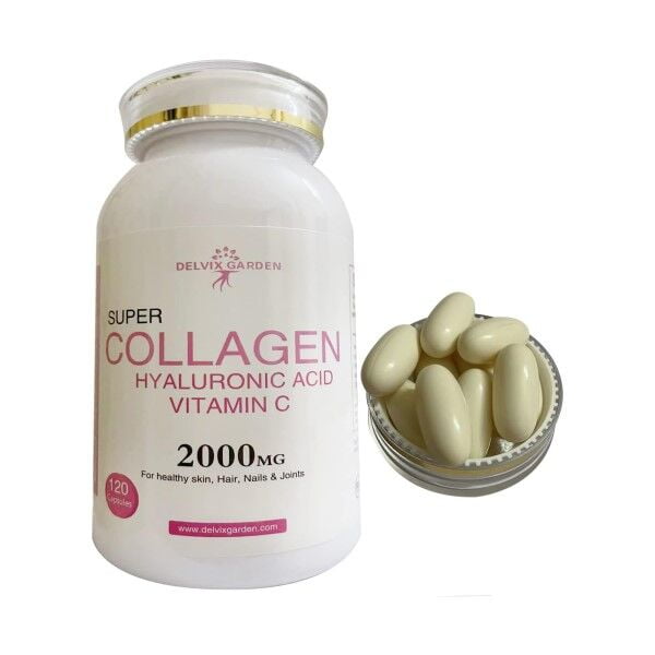 120 Collagen with Hyaluronic Acid and Vitamin C Pills for Anti-Aging