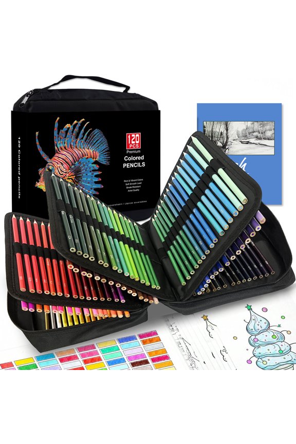 120 Colored Pencils Set, Professional Art Supplies for Adults Coloring Books with Sketchbook,Oil-Based for Drawing, Sketching, Blending, Shading