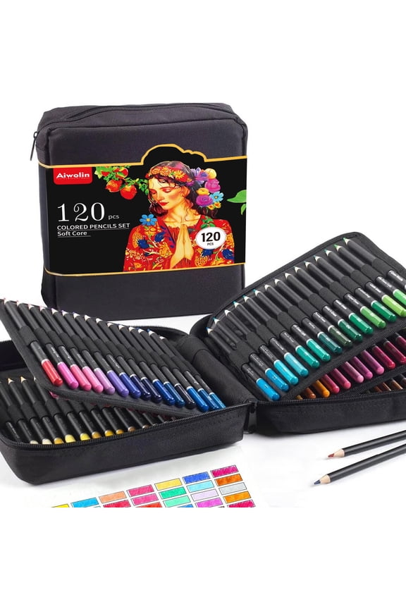 120 Colored Pencils,Soft Coloured Leads for Adult Artists, Professionals and Colorists, In Zipper Pouch