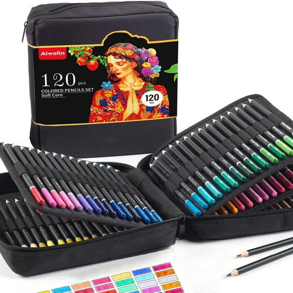 120 Colored Pencils,Soft Coloured Leads for Adult Artists, Professionals and Colorists, In Zipper Pouch