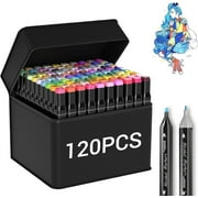 120 Colors Alcohol Markers Set,ANUNU Dual Tip Art Markers，Drawing Markers