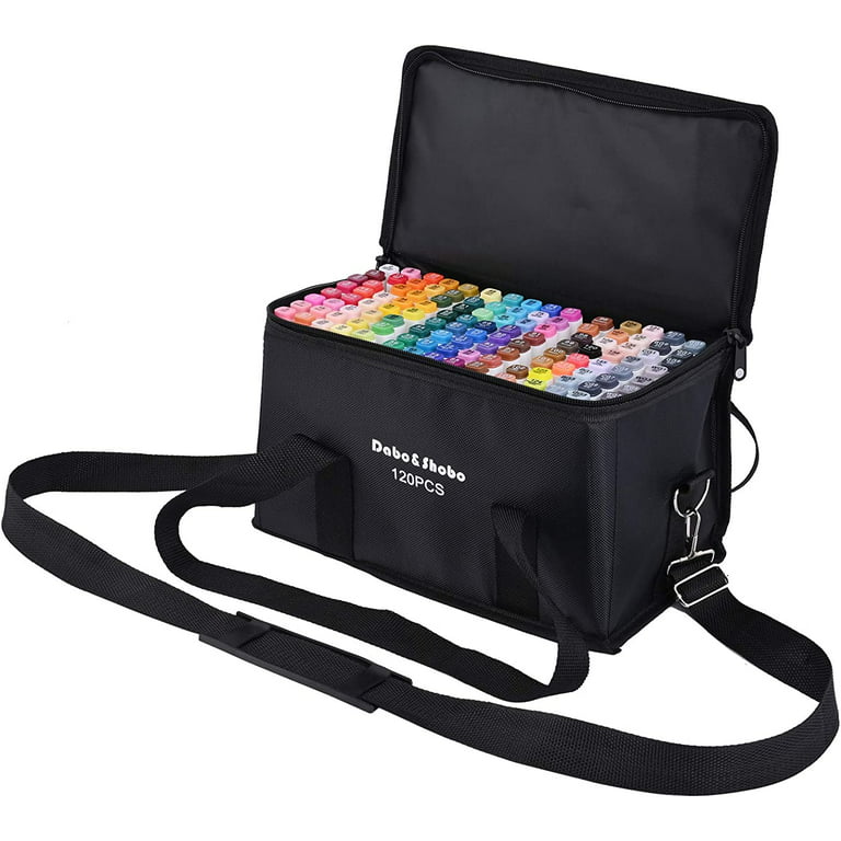Dual Tip Markers in 120 Colors, Double Sided Markers with Travel Case Bag, Fine and Chisel Tip Art Markers for Adult Coloring and Kids, Alcohol