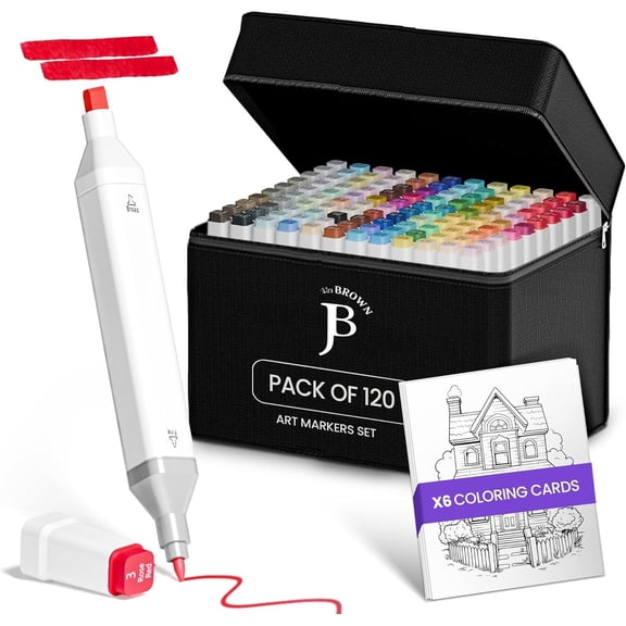 120 Colors  Markers Set with Fine & Chisel Dual Tip - Professional Art Markers for  & ,  for Drawing, Sketching, Coloring & Animation - Includes Durable Marker Case