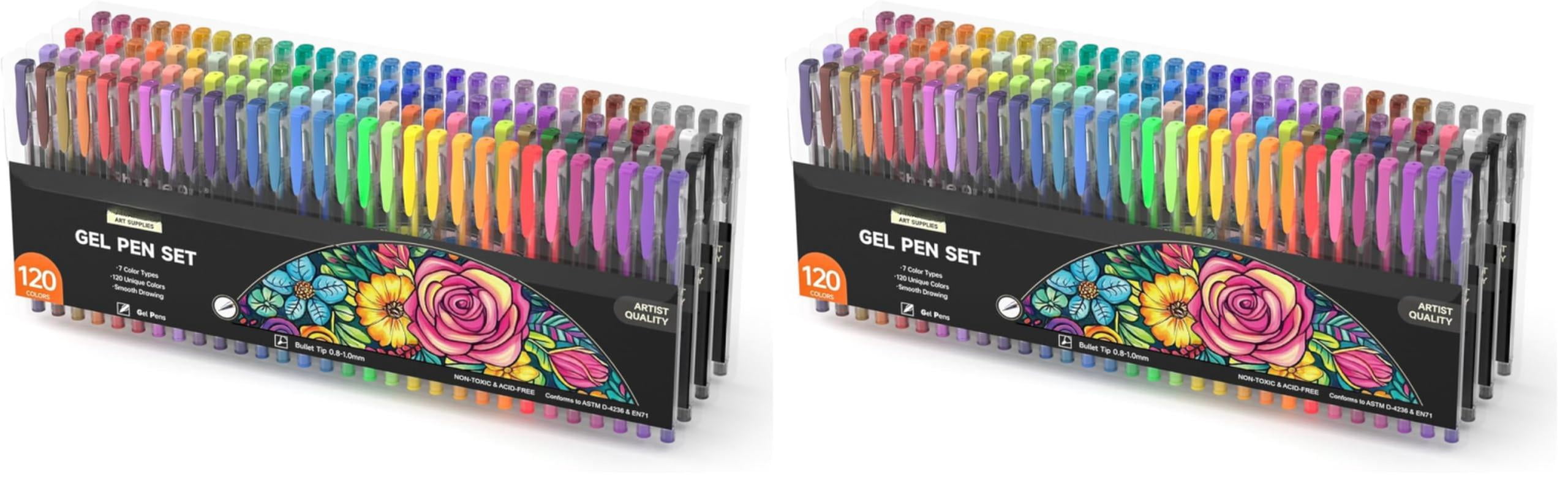 120 Colors (no Duplicates) Gel Pens Pen Set For Adult Coloring Books Markers (pack Of 2)
