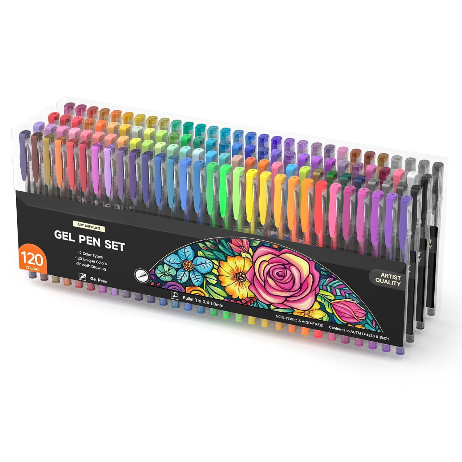 120 Unique Colors (No Duplicates) Gel Pens Gel Pen Set for Adult Coloring Books Art Markers
