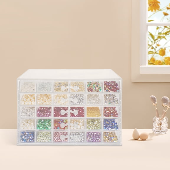 120 Compartments Nail Art Organizer, 5 Tier Clear Acrylic Storage Box with Drawers for Nail Gems, Glitters, Sequins | Dust-Proof Jewelry & Craft Organizer for Salon & Home