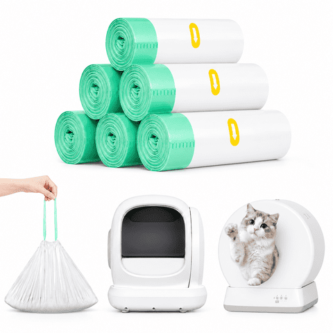 120 Count 26" x 16" Automatic Cat Litter Box Bags,Thick Self-Cleaning Cat Litter Box Replacement Liners with Drawstring Heavy Duty