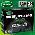 thumbnail image 1 of 120 Count 30 Gallon Drawstring Garbage Bags Non Rip Black Super Strong 113.5L Multi Purpose Trash Bags For Kitchen Garden Home Commercial Use, 1 of 5