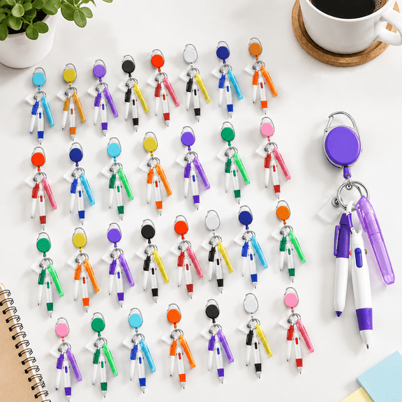 120 Count 4-in-1 Retractable Nurse Pens with Badge Clips, Multicolor