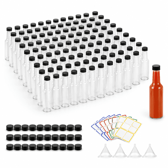 120 Count 5 Oz Clear Plastic Bottles With Black Screw Caps For Sauce Dressing Syrup