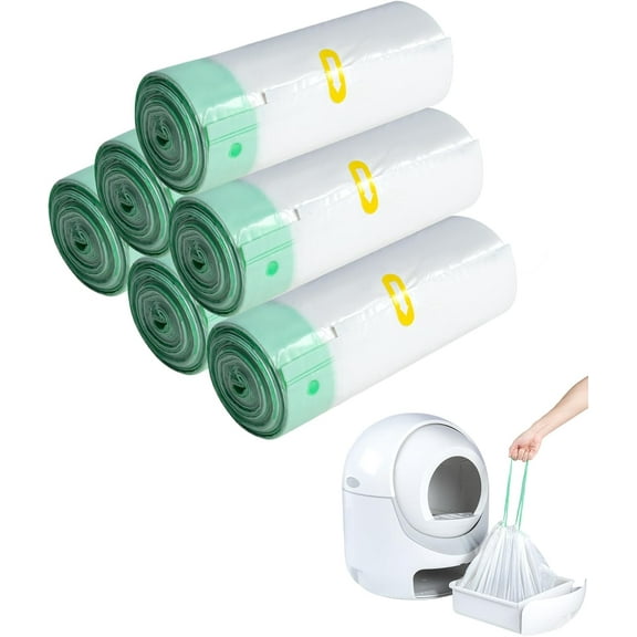 120 Count Cat Litter Box Liners for Automatic Cat Litter Box and Litter Box Robot 4/3, Heavy-Duty, Extra Thick, Green