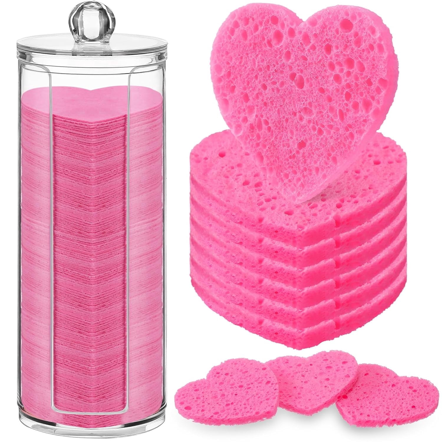 120-Count Compressed Facial Sponges, Heart Shape 100% Natural Cellulose ...
